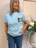 Load image into Gallery viewer, Crochet Pocket T-Shirt - Blue/Yellow - Wardrobe By Simone