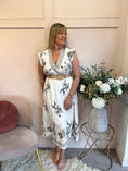 Load image into Gallery viewer, Floral Embroidered Detail Dress - White/Navy - Wardrobe By Simone
