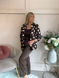 Load image into Gallery viewer, Spot & Ruched Sleeve Blazer - Brown/Cream