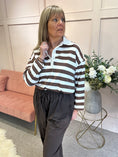 Load image into Gallery viewer, Striped Rugby Shirt Top - Brown/White - Wardrobe By Simone