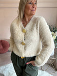 Load image into Gallery viewer, Fluffy Gold Button Cardigan - Latte