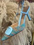 Load image into Gallery viewer, Kitten Heel Slingback Shoe - Blue/Mix - Wardrobe By Simone