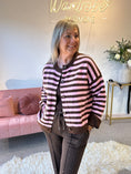 Load image into Gallery viewer, Fun Striped Button Cardigan - Pink/Brown