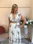 Load image into Gallery viewer, Floral Embroidered Detail Dress - White/Navy - Wardrobe By Simone