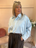 Load image into Gallery viewer, Sheer Shimmer Zipped Top - Aqua Soft Blue - Wardrobe By Simone