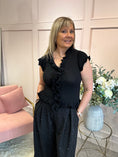 Load image into Gallery viewer, Cute Frill Edge Ribbed Knit Top - Black