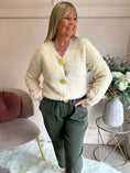 Load image into Gallery viewer, Fluffy Gold Button Cardigan - Latte