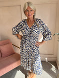 Load image into Gallery viewer, Leopard Mid Dress - Navy/Cream - Wardrobe By Simone