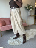 Load image into Gallery viewer, Faux Leather Wide Leg Trouser - Cream