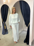 Load image into Gallery viewer, Pinstriped Batwing Top & Pant Set - White/Black - Wardrobe By Simone