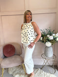Load image into Gallery viewer, Polka Dot & Pearl Top - Cream/Black - Wardrobe By Simone