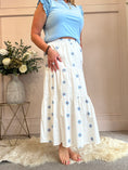 Load image into Gallery viewer, Daisy Gypsy Skirt - White/Blue One Size