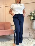 Load image into Gallery viewer, White Striped Edge Jogger Pant - Blue/White - Wardrobe By Simone