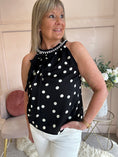 Load image into Gallery viewer, Polka Dot & Pearl Top - Black/White - Wardrobe By Simone
