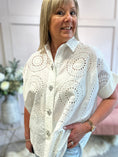 Load image into Gallery viewer, Broderie Anglaise Jewel Button Shirt - White - Wardrobe By Simone