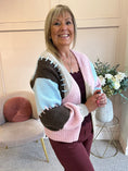 Load image into Gallery viewer, Open Block Coloured Cardigan- Pink/Blue/Latte