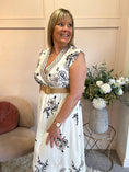 Load image into Gallery viewer, Floral Embroidered Detail Dress - White/Navy - Wardrobe By Simone