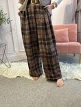 Load image into Gallery viewer, Checked Chenille Wide Leg Pant - Brown