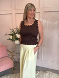 Load image into Gallery viewer, Scalloped Edged Vest Top - Brown