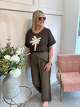 Load image into Gallery viewer, Palm With Gold Sequin T Shirt - Brown