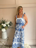 Load image into Gallery viewer, Goddess Of Love Maxi SunDress - White/Blue - Wardrobe By Simone