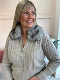 Load image into Gallery viewer, Faux Fur Collar On Zip Cardigan- Oatmeal