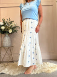 Load image into Gallery viewer, Daisy Gypsy Skirt - White/Blue One Size