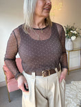 Load image into Gallery viewer, Polka Dot Mesh Top - Brown