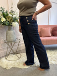 Load image into Gallery viewer, Gold Button Detail Wide Jean - Denim