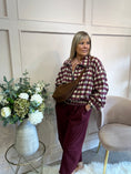 Load image into Gallery viewer, A Checked Zip Jacket - Burgundy/Cream - Wardrobe By Simone