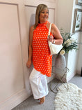 Load image into Gallery viewer, Polka Dot Halter Neck Top - Orange/White - Wardrobe By Simone