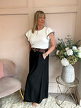 Load image into Gallery viewer, Black Gold Frill Edged T Shirt - Soft Cream - Wardrobe By Simone