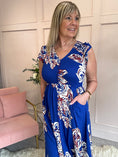 Load image into Gallery viewer, Vibrant Pattered Maxi Dress- Blue