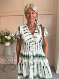 Load image into Gallery viewer, Button Detail Midi dress - Green/Cream - Wardrobe By Simone
