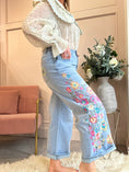 Load image into Gallery viewer, Pretty Embroidered Flowes Jean - Denim Blue - Wardrobe By Simone