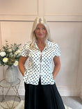 Load image into Gallery viewer, Spotty Collared Shirt Blouse - White/Black - Wardrobe By Simone