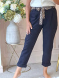 Load image into Gallery viewer, Leopard Tie Pant - Navy