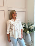 Load image into Gallery viewer, Pretty Applique Flower Shirt - Soft Cream - Wardrobe By Simone