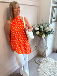 Load image into Gallery viewer, Polka Dot Halter Neck Top - Orange/White - Wardrobe By Simone