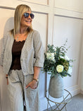 Load image into Gallery viewer, Gingham Little Jacket & Pants Set - Taupe/White