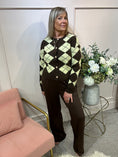 Load image into Gallery viewer, Diamond Pattern Cardigan - Brown/Yellow