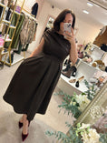 Load image into Gallery viewer, Asymmetric Neckline Skater Dress - Brown