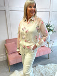 Load image into Gallery viewer, Embroidered Floral & Sparkle Shirt - Soft Beige - Wardrobe By Simone