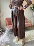 Load image into Gallery viewer, Faux Leather Wide Leg Trouser - Brown