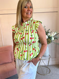 Load image into Gallery viewer, Cute Cherry Peplum Top - Cherry/Lime
