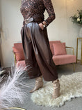 Load image into Gallery viewer, Faux Leather Wide Leg Trouser - Brown