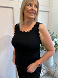 Load image into Gallery viewer, Scalloped Edged Vest Top - Black