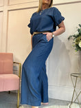 Load image into Gallery viewer, Frill Edge Sleeve Top - Mid Blue - Wardrobe By Simone