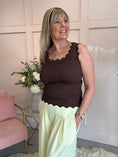 Load image into Gallery viewer, Scalloped Edged Vest Top - Brown