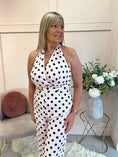 Load image into Gallery viewer, Halter Neck Polka Dot Jumpsuit - Soft Pink/Black - Wardrobe By Simone